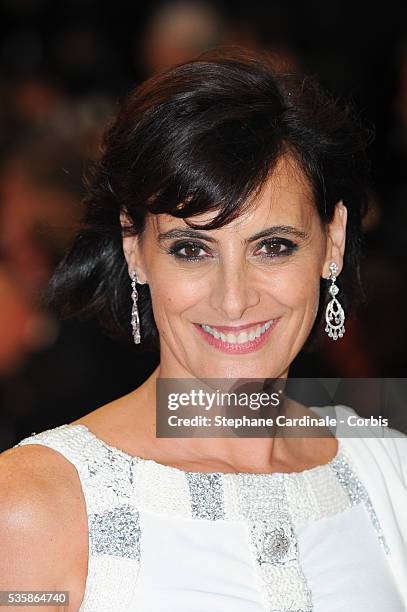 Ines de la Fressange attends the Opening Ceremony and 'The Great Gatsby' Premiere during the 66th Cannes International Film Festival.