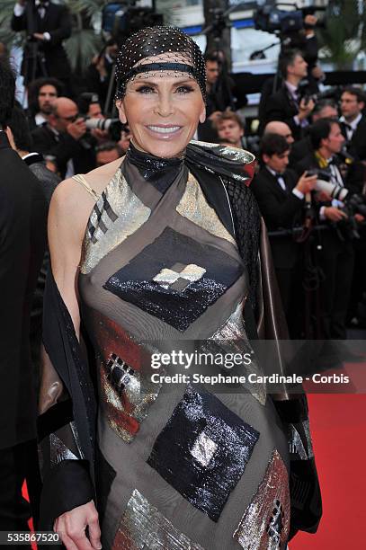 Mouna Ayoub attends the 'Inside Llewyn Davis' premiere during the 66th Cannes International Film Festival.