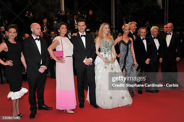 Jeroen Perceval, Annet Malherbe, Tom Dewispelaere, Hadewych Minis, Sara Hjort Ditlevsen, Jan Bijvoet and Alex van Warmerdam attend the 'Borgman'...