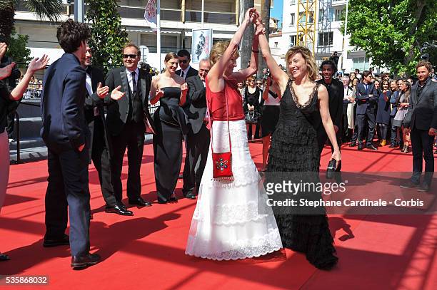 Valeria Bruni Tedeschi and Marisa Borini attend the 'Un Chateau en Italie' premiere during the 66th Cannes International Film Festival.