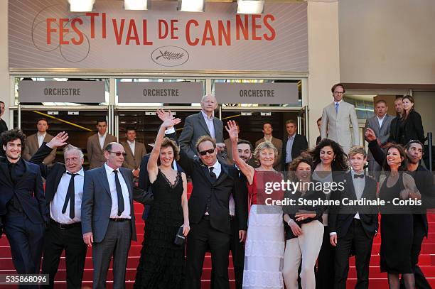 Louis Garrel, Andre Wilms, Valeria Bruni Tedeschi, Xavier Beauvois, Marisa Borini, Filippo Timi and Marie Riviere attend the 'Un Chateau en Italie'...