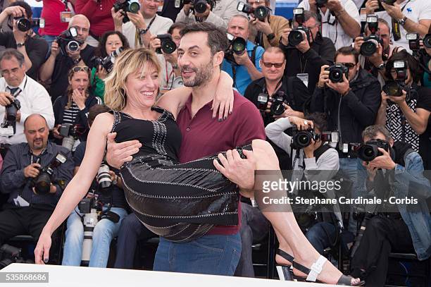 Director Valeria Bruni Tedeschi and Filippo Timi attend the 'Un Chateau En Italie' photo call during the 66th Cannes International Film Festival.