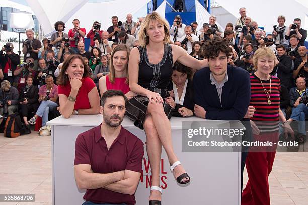 Agnes de Sacy, Filippo Timi, Celine Sallette, Valerie Bruni Tedeschi, Noemie Lvovsky, Louis Garrel and Marisa Borini attend the 'Un Chateau En...