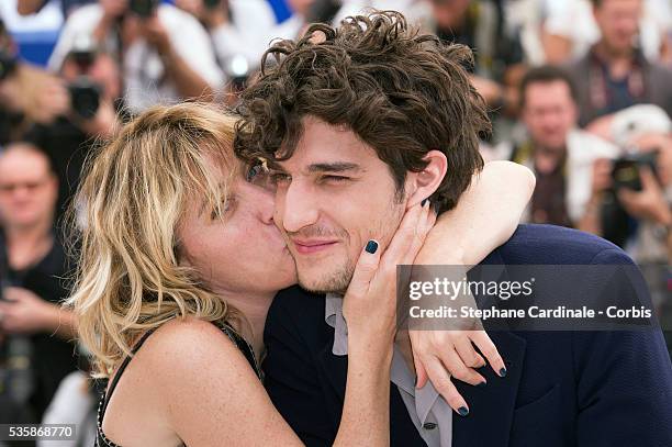 Director Valeria Bruni Tedeschi and actor Louis Garrel attend the 'Un Chateau En Italie' photo call during the 66th Cannes International Film...