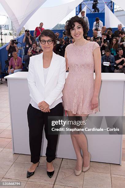 Director Chloe Robichaud and Fanny Laure Malo attend the 'Sarah Prefere La Course' Photo call during the 66th Cannes International Film Festival.