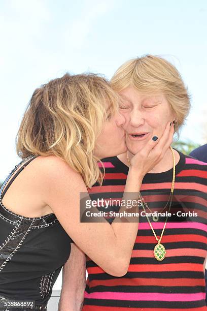 Valerie Bruni Tedeschi and Marisa Borini attend the 'Un Chateau En Italie' photo call during the 66th Cannes International Film Festival.