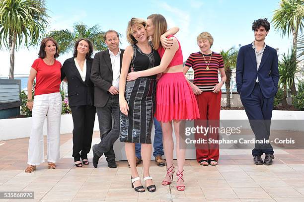 Valerie Bruni Tedeschi and Celine Sallette attend the 'Un Chateau En Italie' photo call during the 66th Cannes International Film Festival.