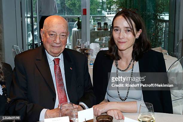 Herve Bourges and President of France Television, Delphine Ernotte attend the 'France Television' Lunch during Day Nine of the 2016 French Tennis...