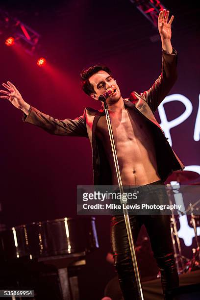 Brendon Urie from Panic at the Disco performs on stage at Powderham Castle on May 29, 2016 in Exeter, England.