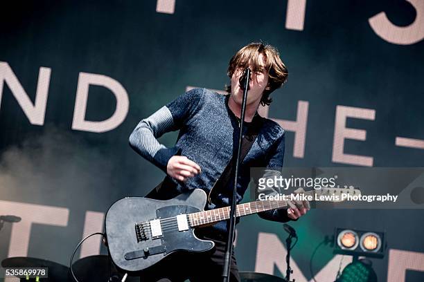 Van Mccan from Catfish and the Bottlemen performs on stage at Powderham Castle on May 29, 2016 in Exeter, England.
