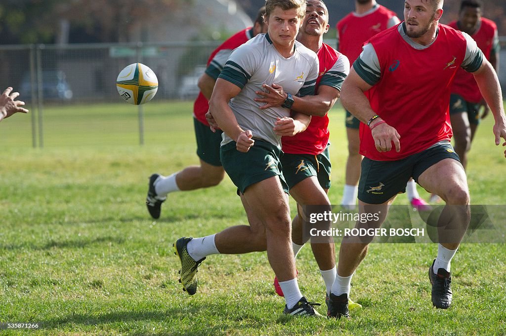 SAFRICA-RUGBY-SPRINGBOK-TRAINING-CAPTAIN