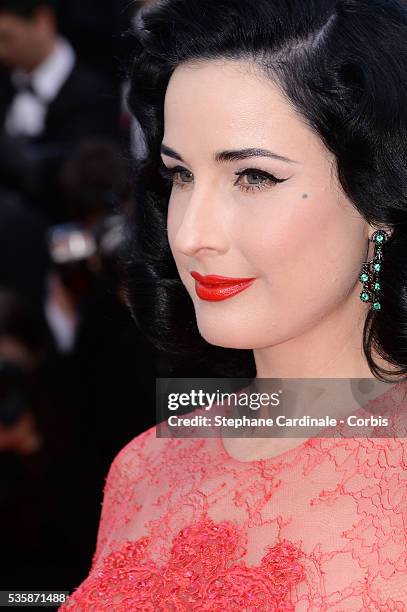 Dita Von Teese attends the 'Behind The Candelabra' premiere during the 66th Cannes International Film Festival.