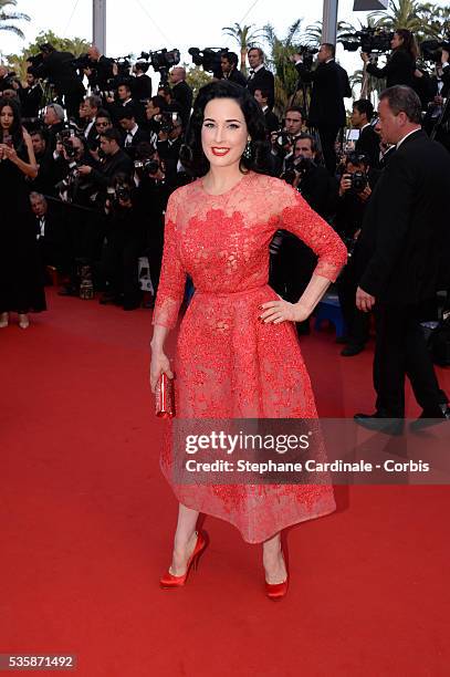 Dita Von Teese attends the 'Behind The Candelabra' premiere during the 66th Cannes International Film Festival.