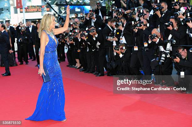 Sharon Stone attends the 'Behind The Candelabra' premiere during the 66th Cannes International Film Festival.