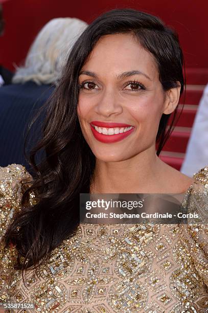 Rosario Dawson attends the 'Behind The Candelabra' premiere during the 66th Cannes International Film Festival.