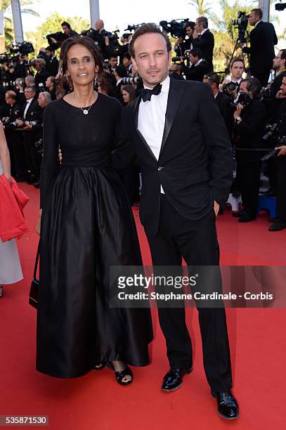 Karine Silla Perez and Vincent Perez attend the 'Behind The Candelabra' premiere during the 66th Cannes International Film Festival.