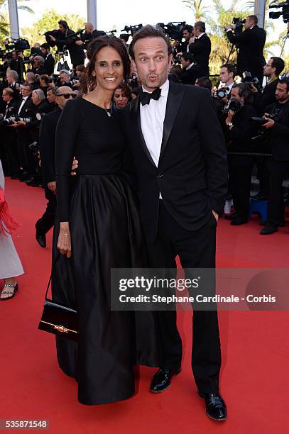 Karine Silla Perez and Vincent Perez attend the 'Behind The Candelabra' premiere during the 66th Cannes International Film Festival.