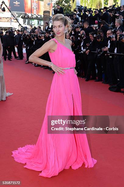 Jessica Hart attends the 'Behind The Candelabra' premiere during the 66th Cannes International Film Festival.
