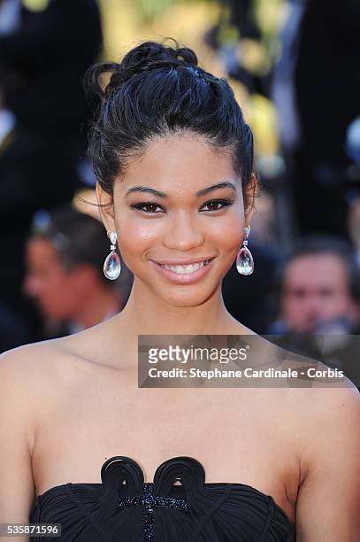 Chanel Iman attends the 'Behind The Candelabra' premiere during the 66th Cannes International Film Festival.