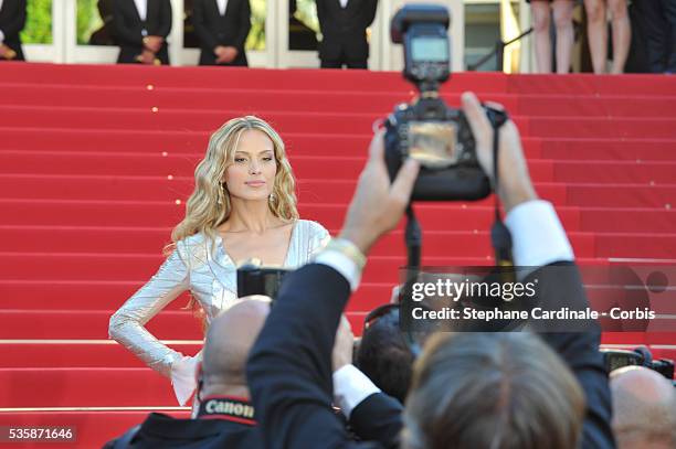 Petra Nemcova attends the 'Behind The Candelabra' premiere during the 66th Cannes International Film Festival.