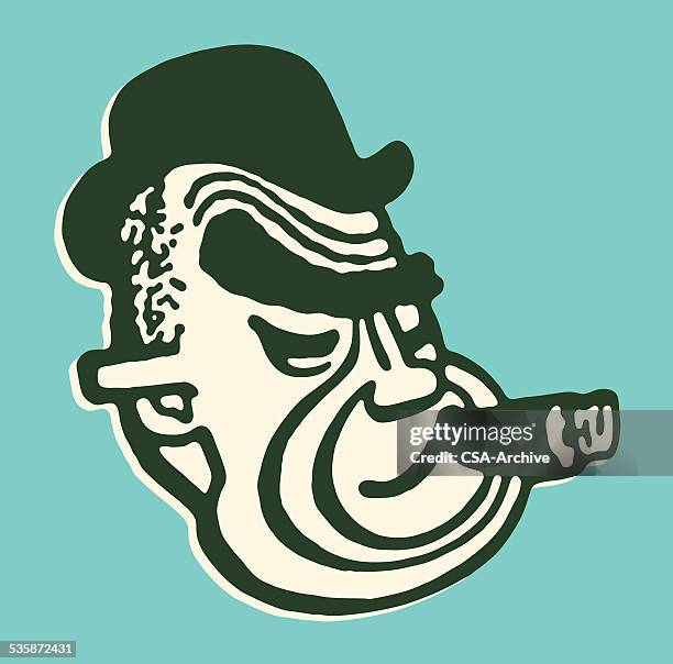 man smoking a cigar - man eyebrows stock illustrations
