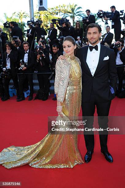 Olivia Palermo and Johannes Huebl attend the 'The Immigrant' premiere during the 66th Cannes International Film Festival.