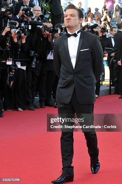 Jeremy Renner attends the 'The Immigrant' premiere during the 66th Cannes International Film Festival.