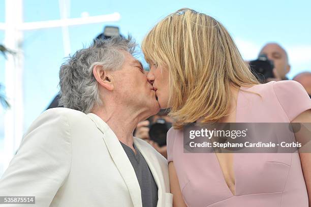 Director Roman Polanski and actress Emmanuelle Seigner attend the 'La Venus A La Fourrure' photo call during the 66th Cannes International Film...