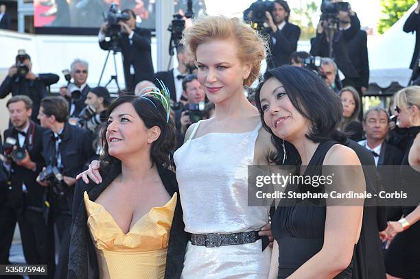 Jury members Lynne Ramsay, Nicole Kidman and Naomi Kawase attend the 'La Venus A La Fourrure' premiere during the 66th Cannes International Film...