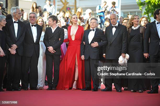 Mathieu Amalric, Emmanuelle Seigner and Director Roman Polanski attend the 'La Venus A La Fourrure' premiere during the 66th Cannes International...