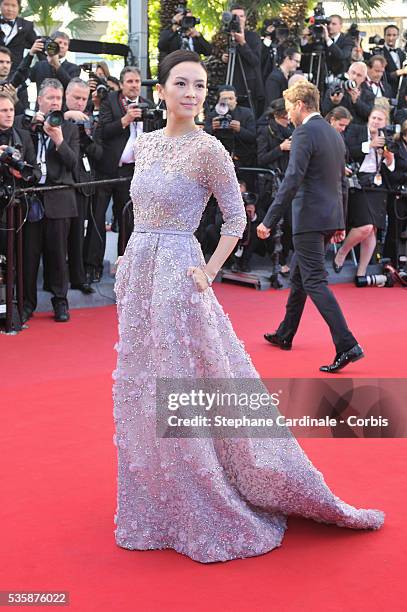 Zhang Ziyi attends the 'La Venus A La Fourrure' premiere during the 66th Cannes International Film Festival.