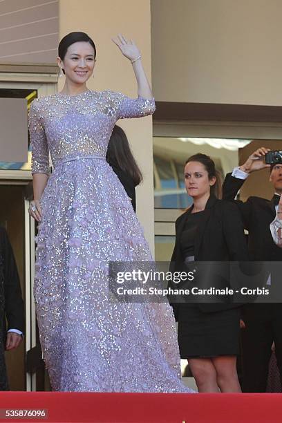 Zhang Ziyi attends the 'La Venus A La Fourrure' premiere during the 66th Cannes International Film Festival.