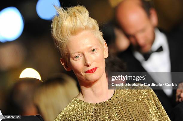 Tilda Swinton attends the 'Only Lovers Left Alive' premiere during the 66th Cannes International Film Festival.
