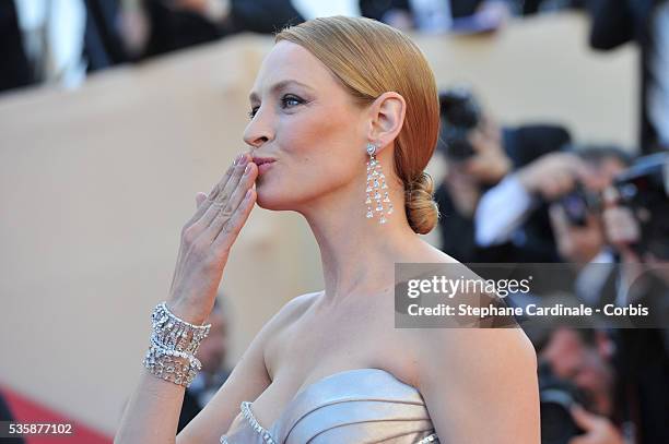 Uma Thurman attends the Zulu' Premiere And Closing Ceremony during the 66th Cannes International Film Festival.
