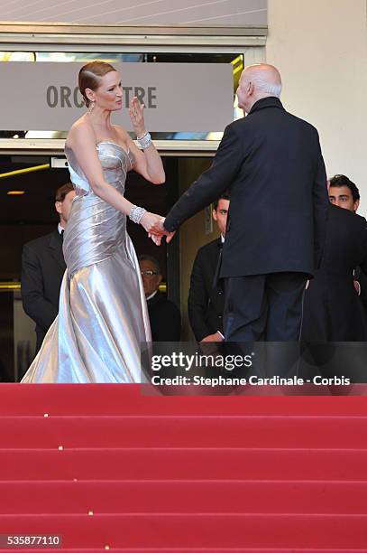 Uma Thurman attends the Zulu' Premiere And Closing Ceremony during the 66th Cannes International Film Festival.