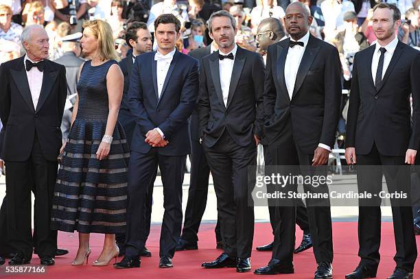 Actor Orlando Bloom, director Jerome Salle, actors Forest Whitaker and Conrad Kemp, and producer Richard Granpierre attend the Zulu' Premiere And...