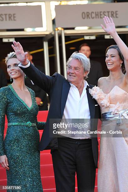 Sylvie Tellier, Marine Lorphelin and Alain Delon attend the Zulu' Premiere And Closing Ceremony during the 66th Cannes International Film Festival.