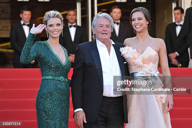 Sylvie Tellier, Marine Lorphelin and Alain Delon attend the Zulu' Premiere And Closing Ceremony during the 66th Cannes International Film Festival.