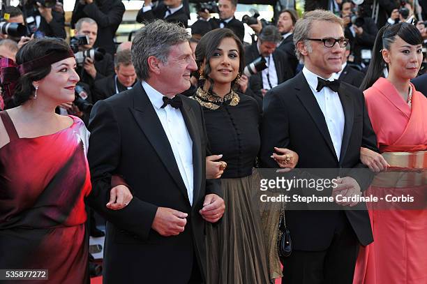 Jury members Lynne Ramsay, Daniel Auteuil, Vidya Balan, Christoph Waltz and Naomi Kawase attend the Zulu' Premiere And Closing Ceremony during the...