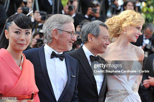 Jury member Naomi Kawase, President of the Feature Film Jury Steven Spielberg, jury members Ang Lee and Nicole Kidman attend the Zulu' Premiere And...