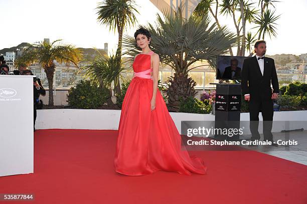 Actress Audrey Tautou attends the 'Palme D'Or Winners Photocall' during the 66th Cannes International Film Festival.