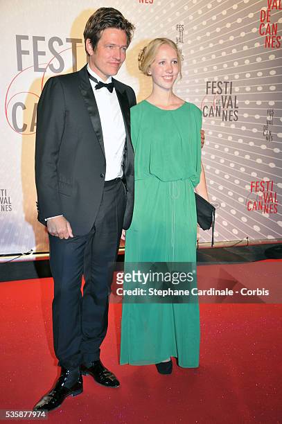 'Un Certain Regard' jury member Thomas Vinterberg and his daughter Nana attend the 'Palme D'Or Winners dinner' during the 66th Cannes International...