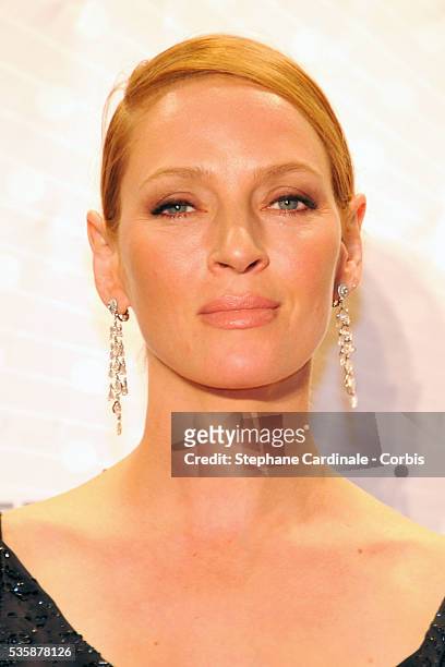 Actress Uma Thurman attends the 'Palme D'Or Winners dinner' during the 66th Cannes International Film Festival.