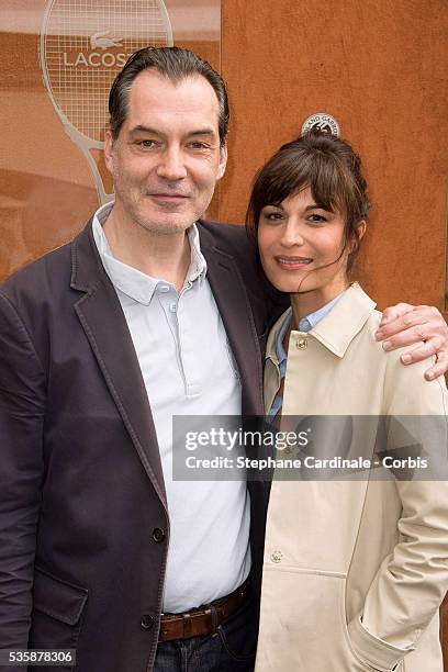 Samuel Labarthe and Helene Medigue attend Roland Garros Tennis French Open 2013.