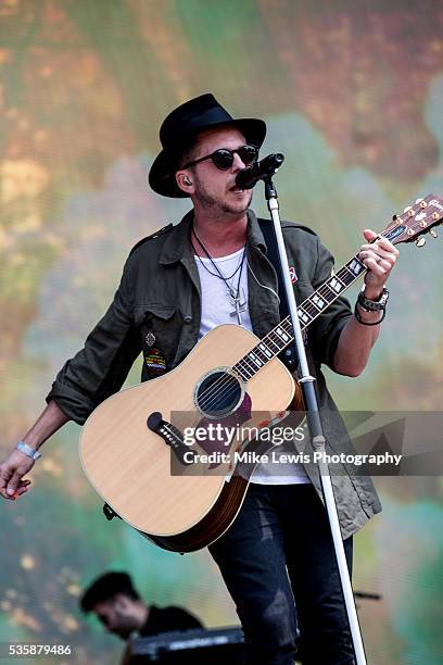 Ryan Tedder of One Republic performs on stage at Powderham Castle on May 29, 2016 in Exeter, England.