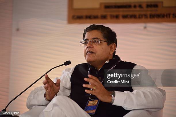 Baijayant Jay Panda speaks during a session on 'The Challenges Before Us' on December 4, 2015 in New Delhi, India.