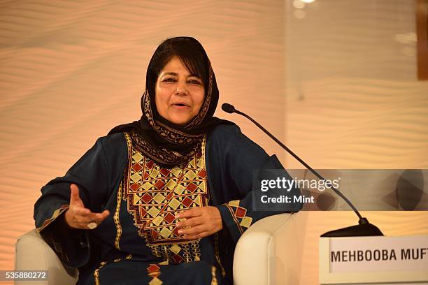 Mehbooba Mufti Sayeed, President of the Jammu & Kashmir Peoples Democratic Party, speaking at Hindustan Times Leadership Summit 2015 on December 5,...