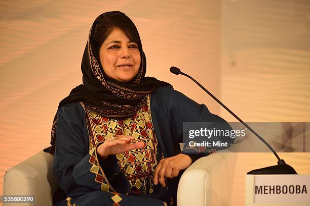 Mehbooba Mufti Sayeed, President of the Jammu & Kashmir Peoples Democratic Party, speaking at Hindustan Times Leadership Summit 2015 on December 5,...