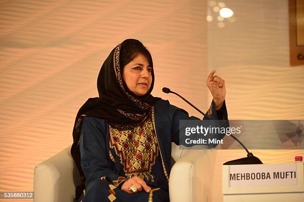 Mehbooba Mufti Sayeed, President of the Jammu & Kashmir Peoples Democratic Party, speaking at Hindustan Times Leadership Summit 2015 on December 5,...