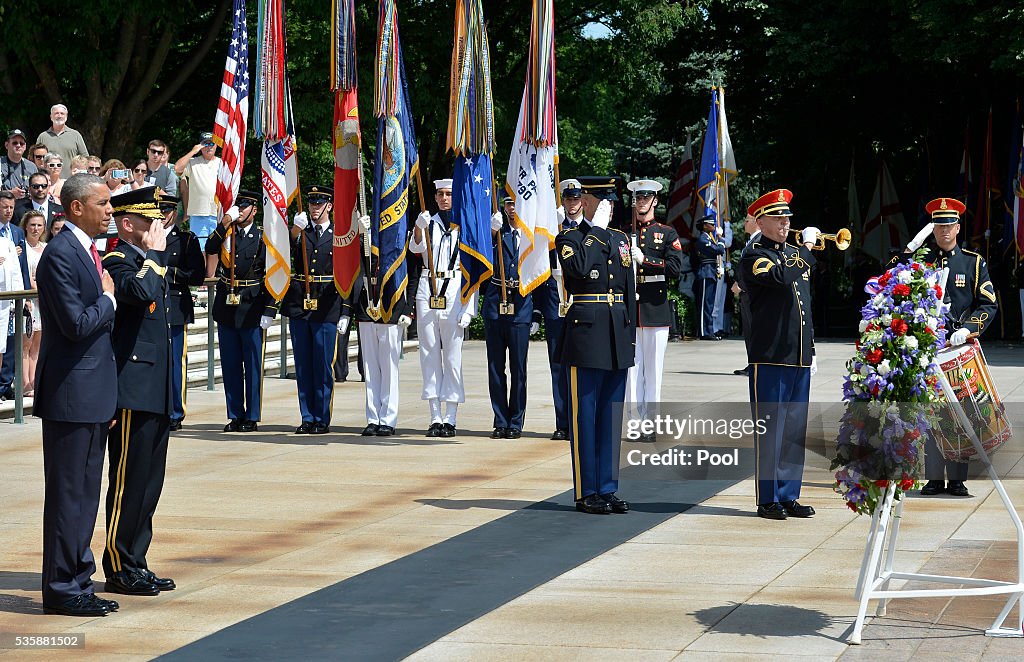 President Obama Attends Memorial Day Services At Arlington National Cemetery